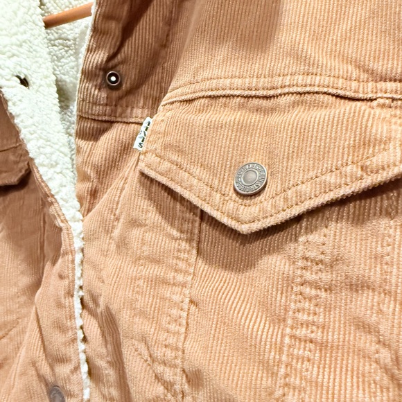 Levi's Cropped Brown Corduroy Jacket with Sherpa Collar - Picture 4 of 5